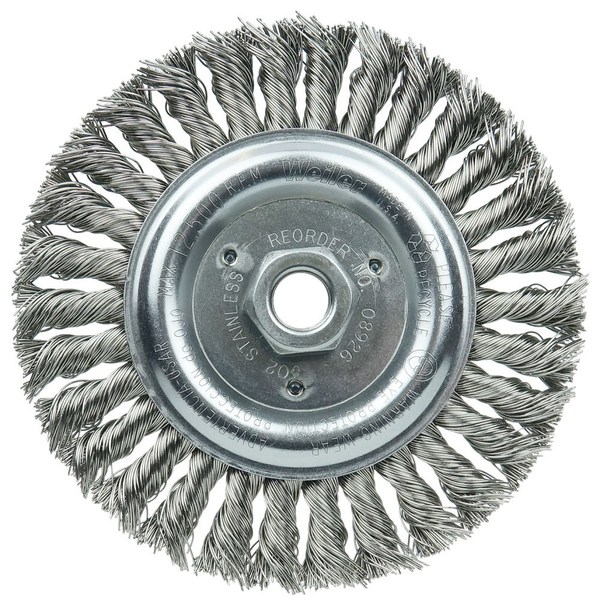 Weiler Roughneck Jr. 6" Cleaning Brush, .023" Wire Fill, 5/8"-11 UNC 8926